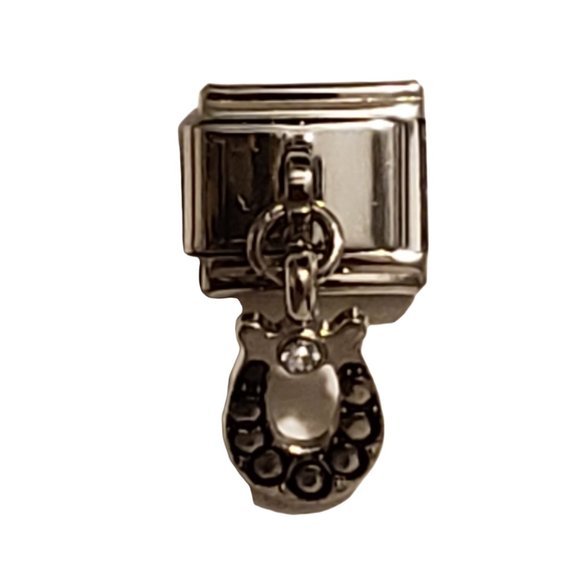 Dangle Horseshoe 9 mm link charm - Picture 1 of 1